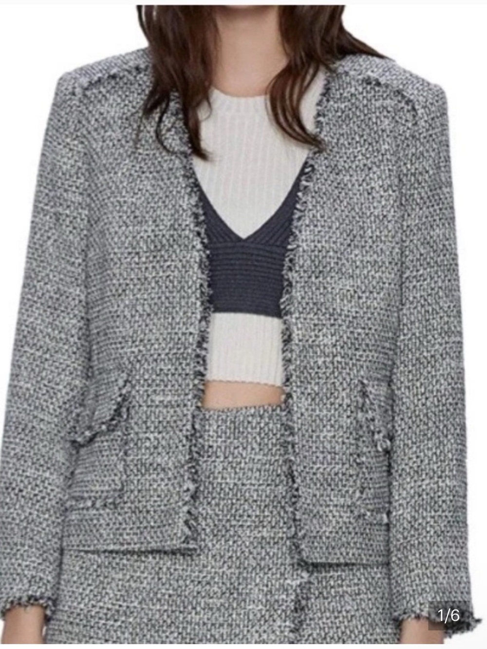 🔥🔥HOST PICK!!🔥🔥 Zara Women's Black and White Tweed Blazer
